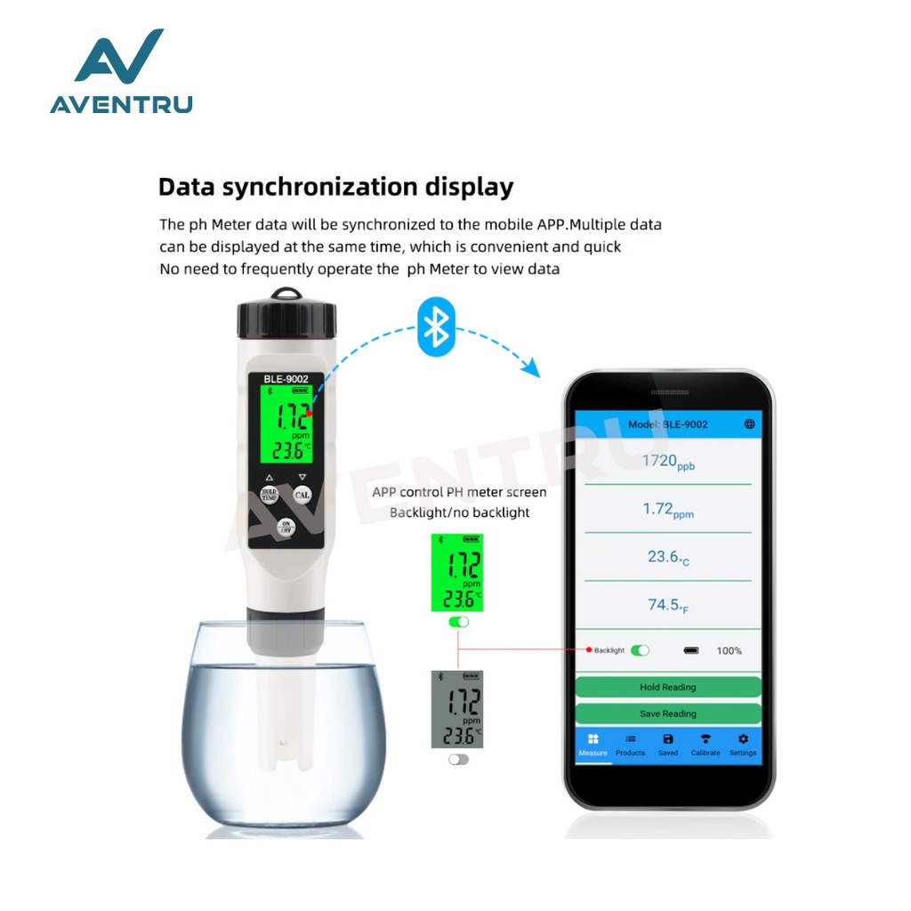 2in1 H2 Hydrogen Temperature Meter BLE 9002 Pengukur Kualitas Air