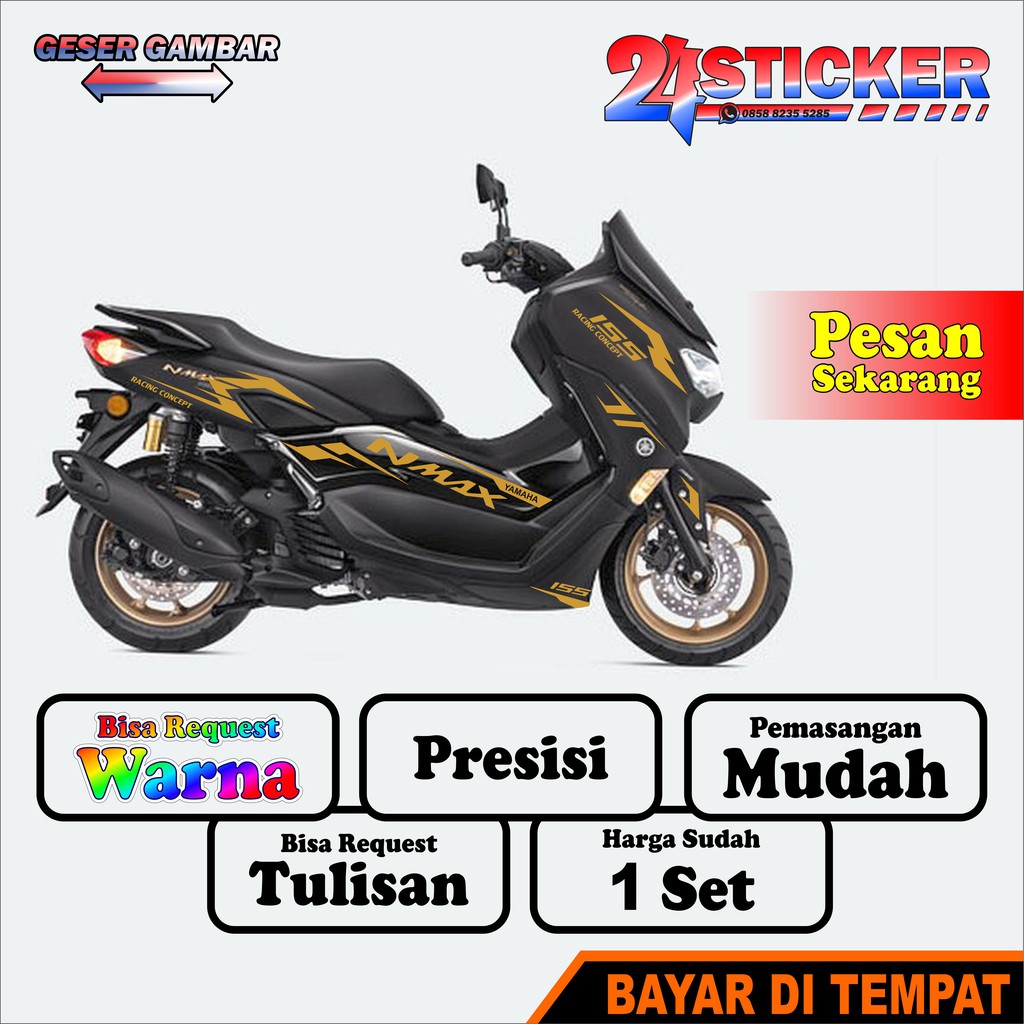 Stiker Nmax 2020 M1 gold hitam cutting sticker striping lis decal