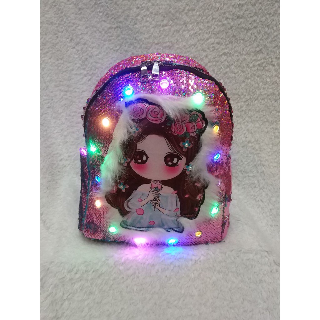 RANSEL ANAK USAP LOL / UNICORN LAMPU LED. IMPORT. DARENA BAGS BANDUNG