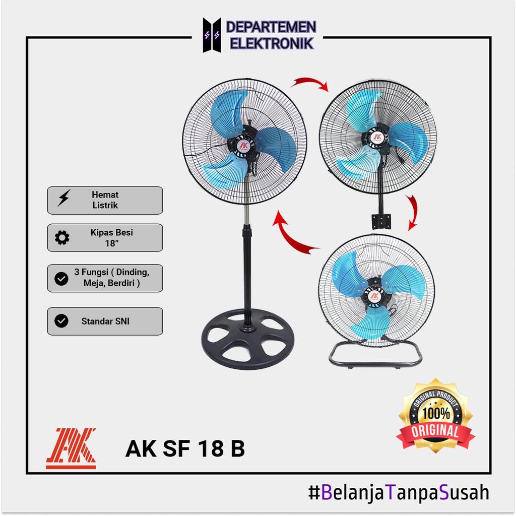 AK Stand fan / Kipas Angin 18 Besi 3 in 1 MURAH BANGET / GARANSI RESMI