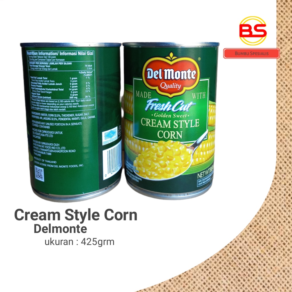 Delmonte Jagung Kaleng / Cream Style Corn - HALAL (KALENG) 425gr