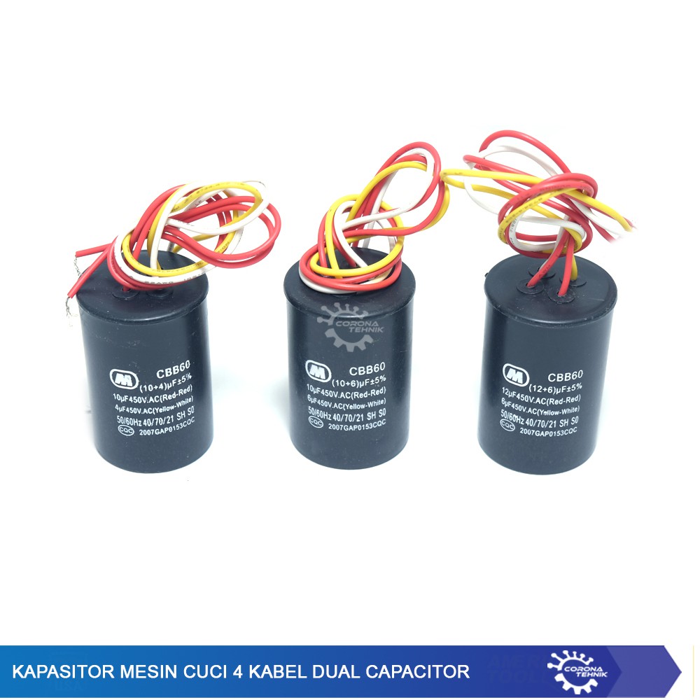 Dual Capacitor Kapasitor Mesin Cuci 4 Kabel