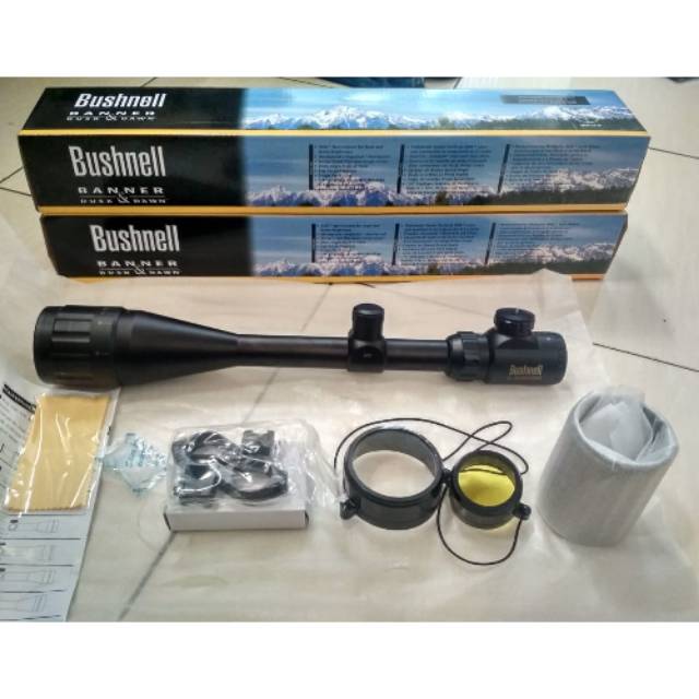 Telescope Teleskop Senapan Bushnell 6-24x50 AOEG cross mildot Reticle (Reticle +)