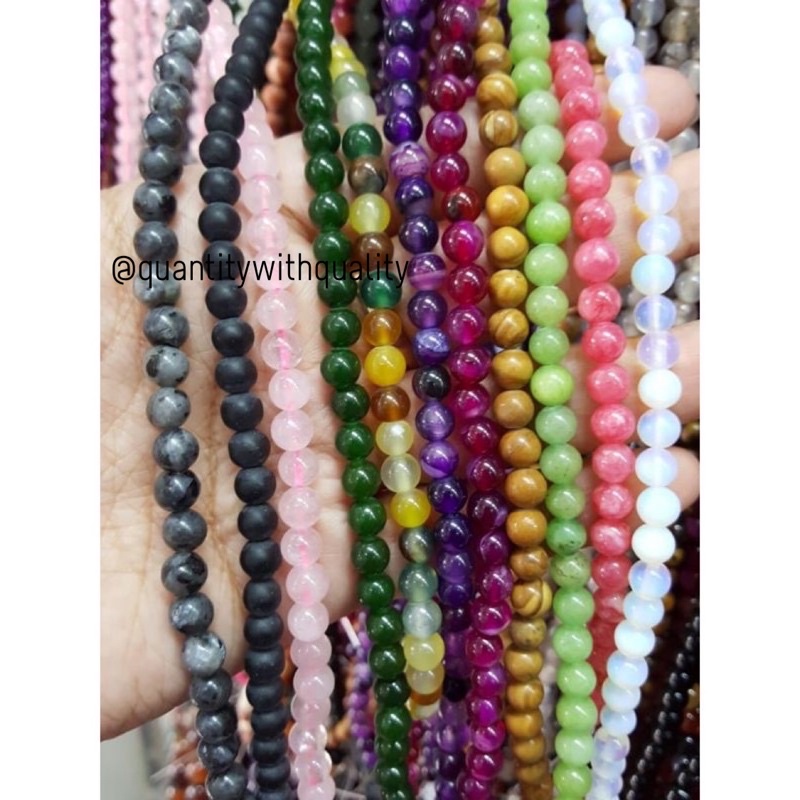 BATU ALAM 6MM BULAT 60 butir bahan kalung gelang tasbih lengkap