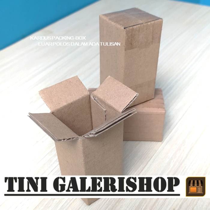 Kardus Packing Box Kecil Uk.4x4x8 cm Luar Polos Dalam Ada Tulisan-1