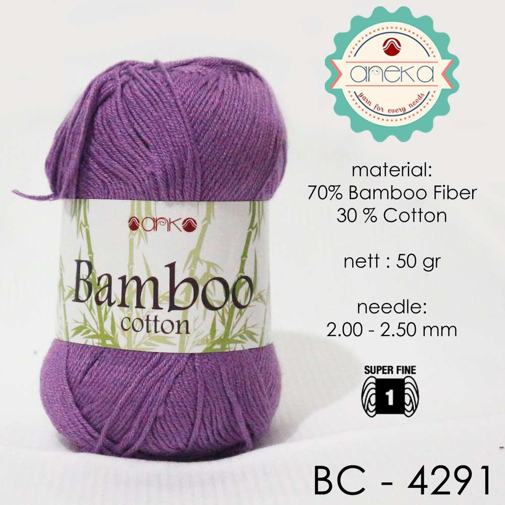 Benang Rajut Katun Bambu / Bamboo Cotton Yarn 1 - 4291 Ungu Muda