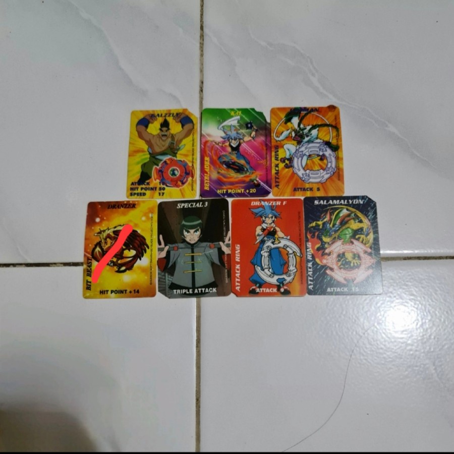 Kartu beyBlade Mainan Figure Chiki Anime Jadul Gansing rusak per pcs 