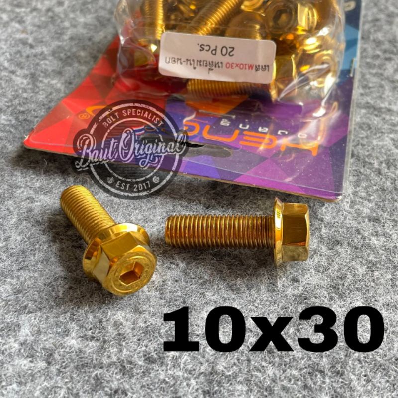 baut probolt 2kunci 2 kunci stainless 10x30 drat 14 panjang 3 cm original heng