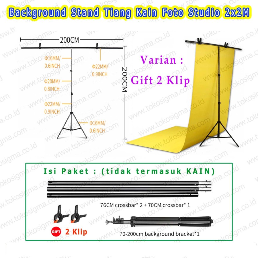 Tiang Kain Foto Studio 2x2M Bracket Stand Backdrop Latar Background