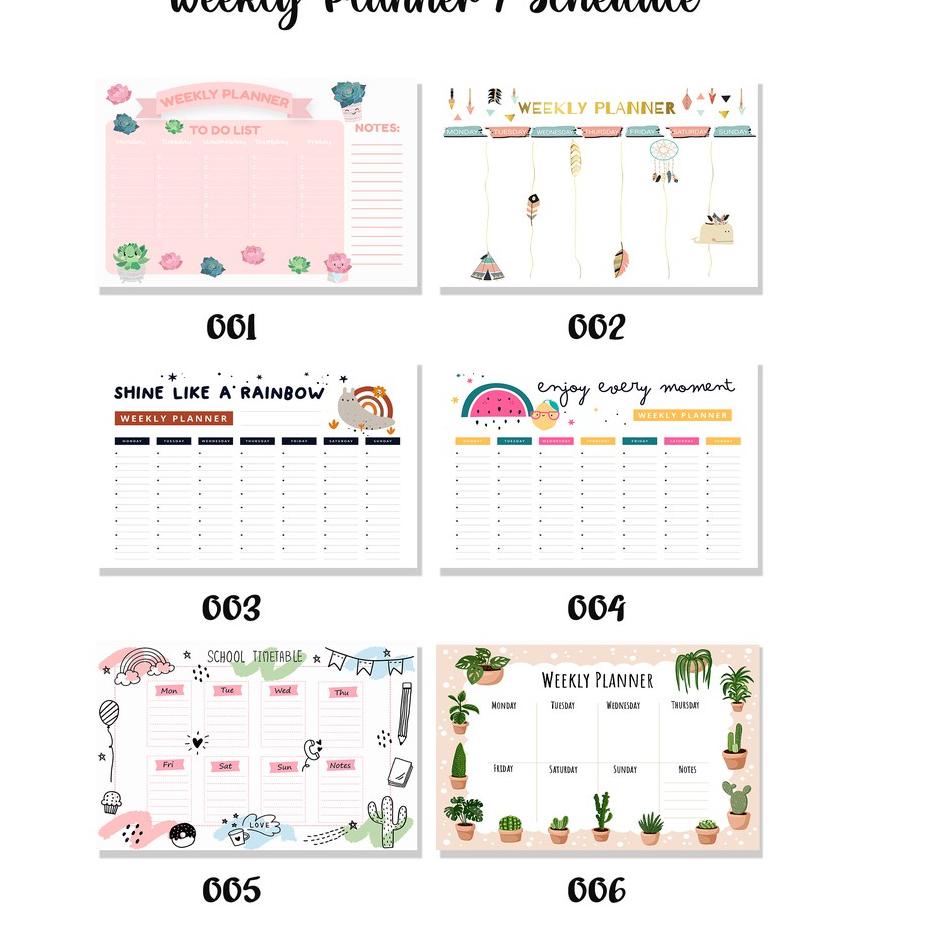 

[KODE MYNS8] Kamilastorindo Weekly Planner / Weekly Schedule / Papan Perencanaan/ Planner Board 001-006