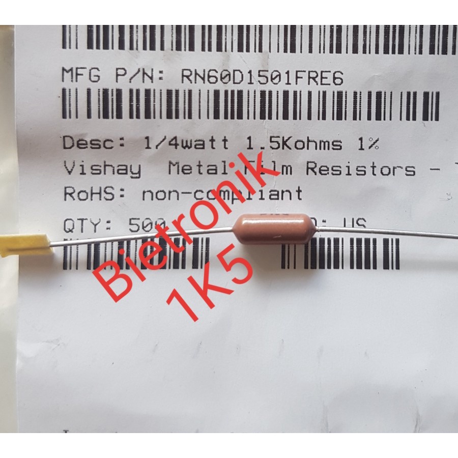 Resistor 1K5 1.5K Ohm 1% 1/4W MF RN60D1501FRE6 Original Vishay Dale