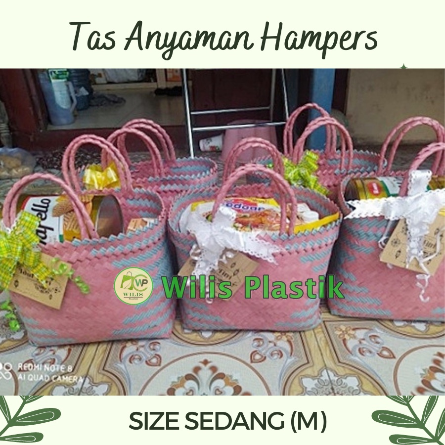 Tas Anyaman Plastik LURIK SEDANG untuk pengusaha Hampers Souvenir Parcel wadah berkat Kotak Nasi Tas Anyaman Plastik Hajatan