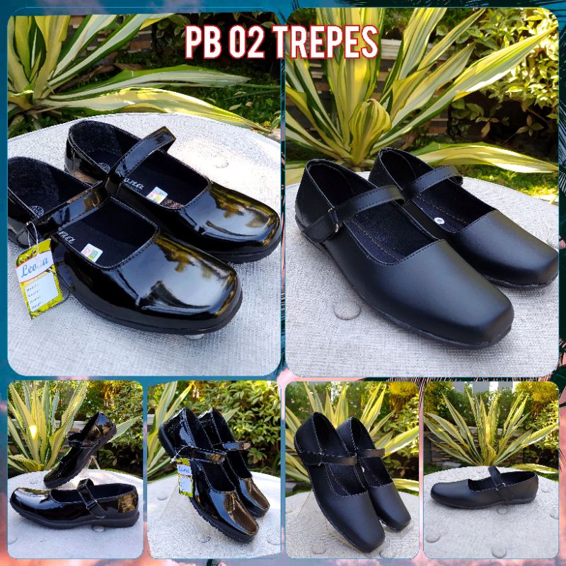 Sepatu Pantofel Wanita Flat Hitam Polos Formal Guru Sekolah Kantor Kerja size 37-41 PB 02 TREPES