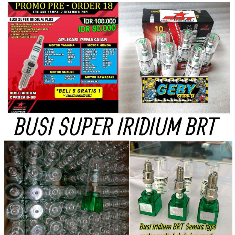 BUSI RACING BRT SUPER IRIDIUM PLUS KLX CRF VIXION BEAT POP BEAT ESP MX KING MIO SPORTY R15 JUPITER V