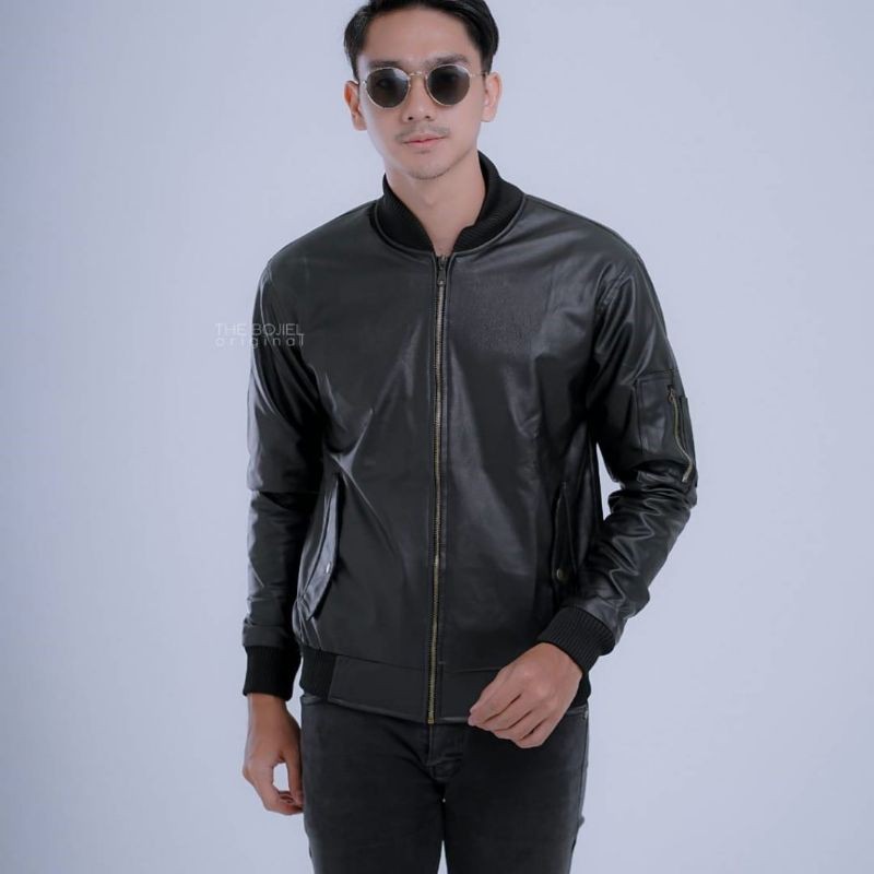 JAKET SEMI KULIT BOMBER/JAKET SINTETIS/JAKET BOMBER PRIA ORIGINAL/JAKET KULIT PRIA