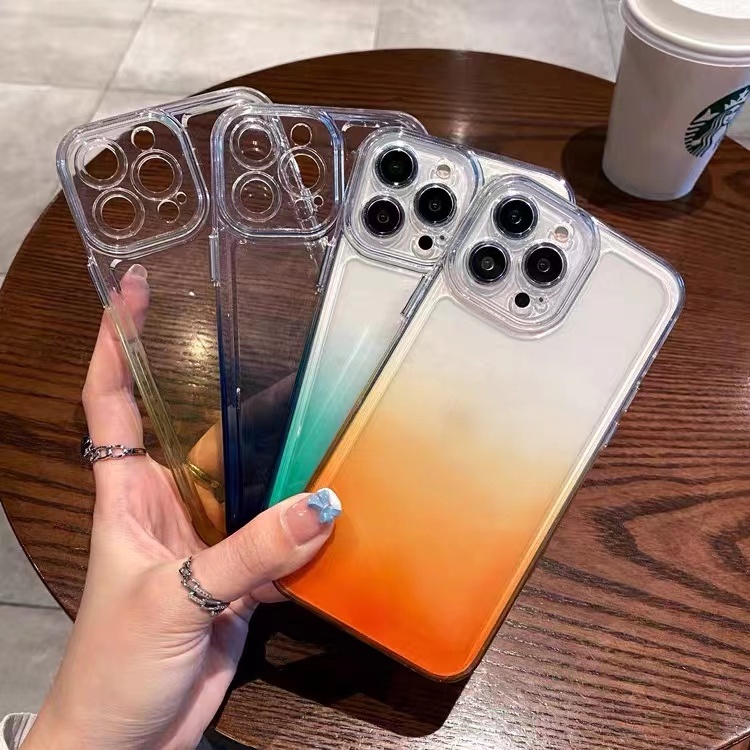 Case Kristal Transparan Warna Gradasi Untuk iphone 11 pro max 12 13 pro max X Xs max XR