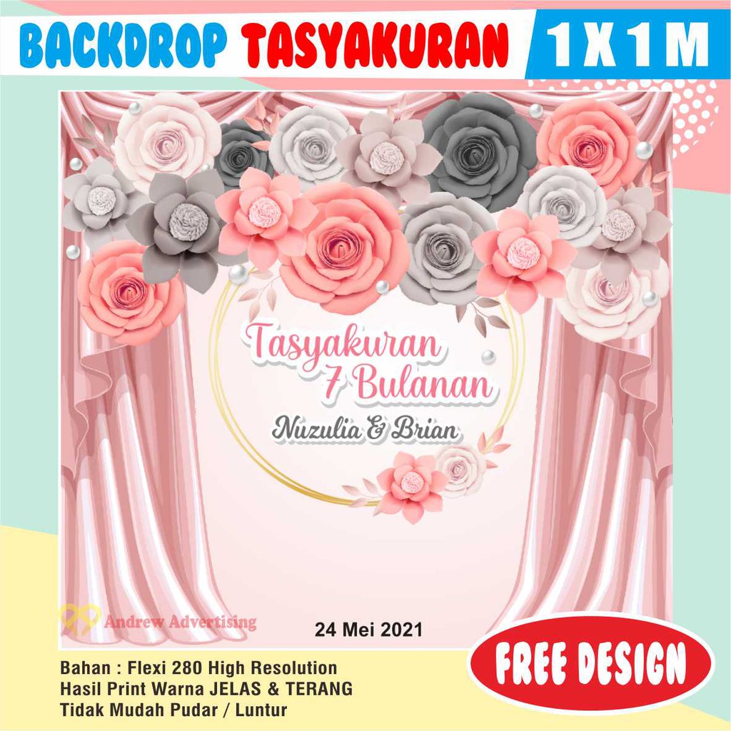 Spanduk / Banner / Backdrop Custom Tasyakuran kehamilan 4 bulanan / 7 bulanan