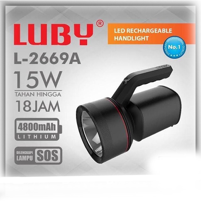 Luby L2669A Senter Led Cas 15 Watt Tahan 18 Jam Baterai Lithium 4800mA