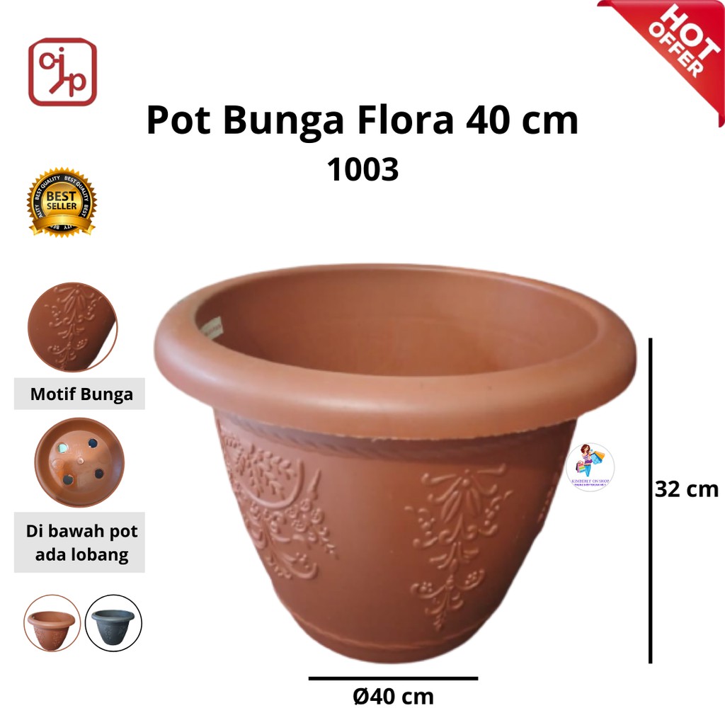 Pot Bunga Plastik flora warna 40 cm