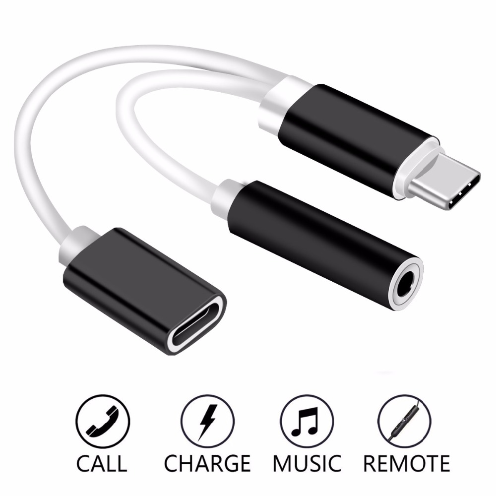 Robotsky Adapter 2 in 1 USB Type C to AUX 3.5mm Headphone + USB,C SK06