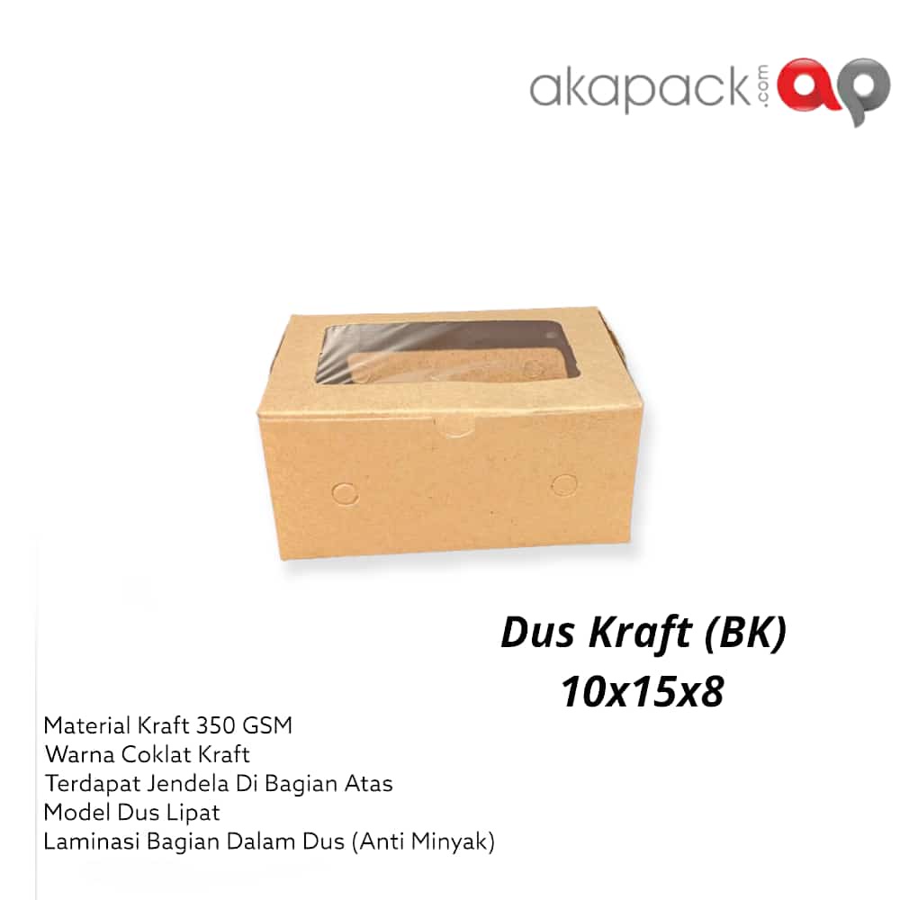 BK Dus Kraft / Box Kraft Window / Dus Coklat BK 10x15x8cm , BK 10x20x8cm , BK 10x30x8cm & BK 12x16x8