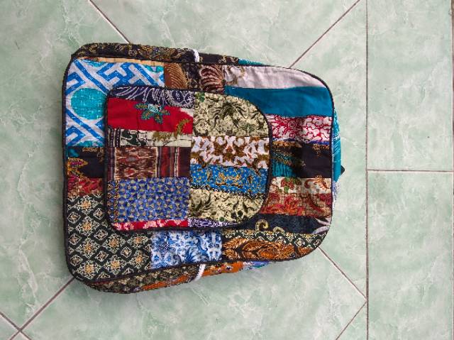 TERMURAH! TAS RANSEL BATIK PERCA UKURAN 46x30x10 cm - TAS GENDONG ANAK PRIA WANITA KHAS JOGJA