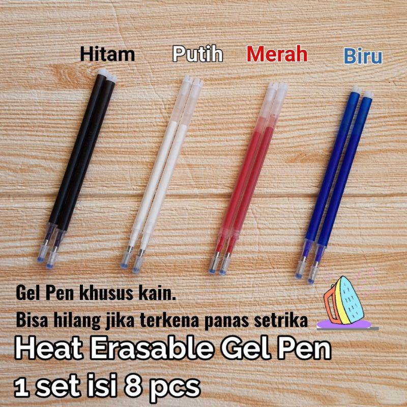 

*TERMURAH* 8pcs ONLY 20.000 Heat Erasable Gel Pen panjang 11cm / Bolpen Kain/ Pen Kain