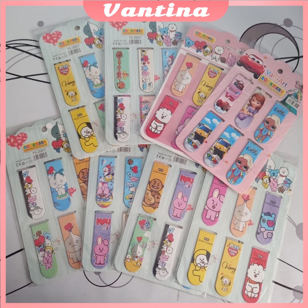 

(Isi 6) Pembatas Buku Magnet/Motif BTS dan Black Pink/Laser Magnetic Bookmark/Penanda Buku