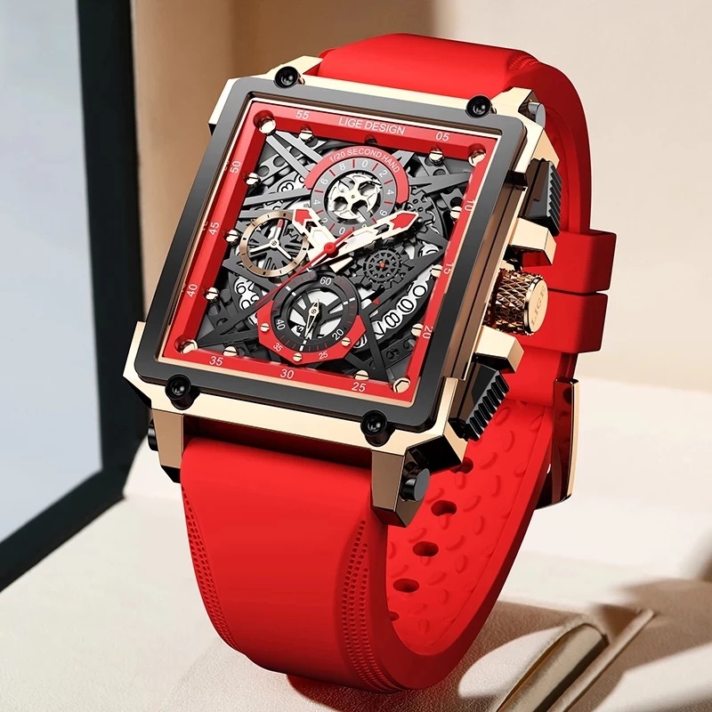 LIGE Original Jam Tangan Pria Multi Fungsi Terbaru Anti Air Kronograf Jam Tangan + Kotak