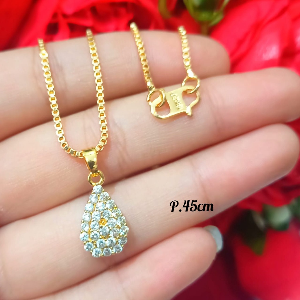 Kalung+Liontin permata simple imut logam emas Hongkong anti karat Gold &amp; Silver