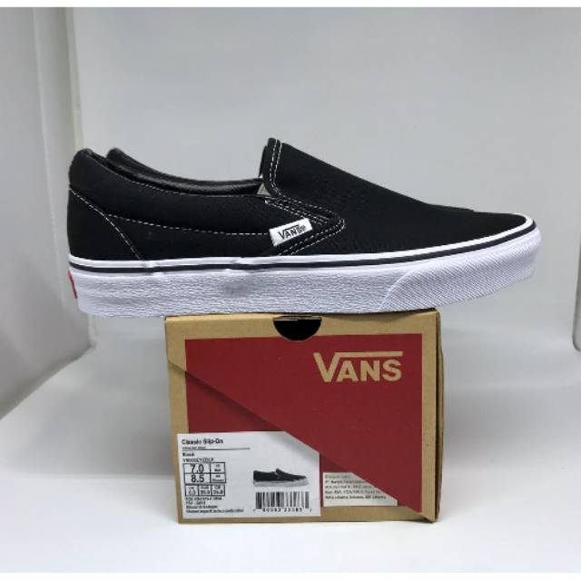 Sepatu Vans Classic Slip On Black White - Original Resmi Navya - BNIB