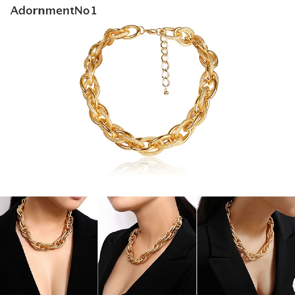 (AdornmentNo1) Kalung Choker Rantai Metal Tebal Gaya Punk Hip Hop Untuk Wanita