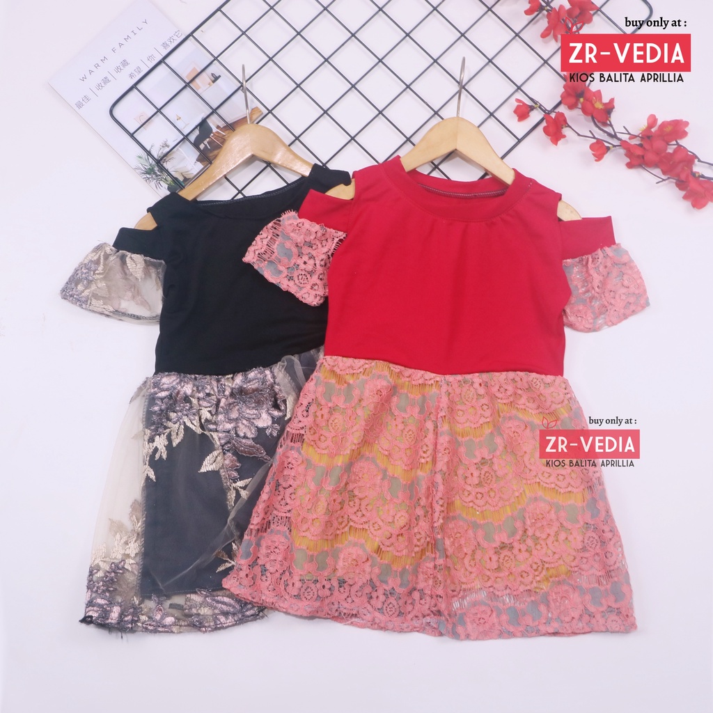 Dress Icha Brukat uk Bayi - 8 Tahun / Dres Brokat Anak Perempuan Gaun Pesta Baju Brukat Import Baby Cewek