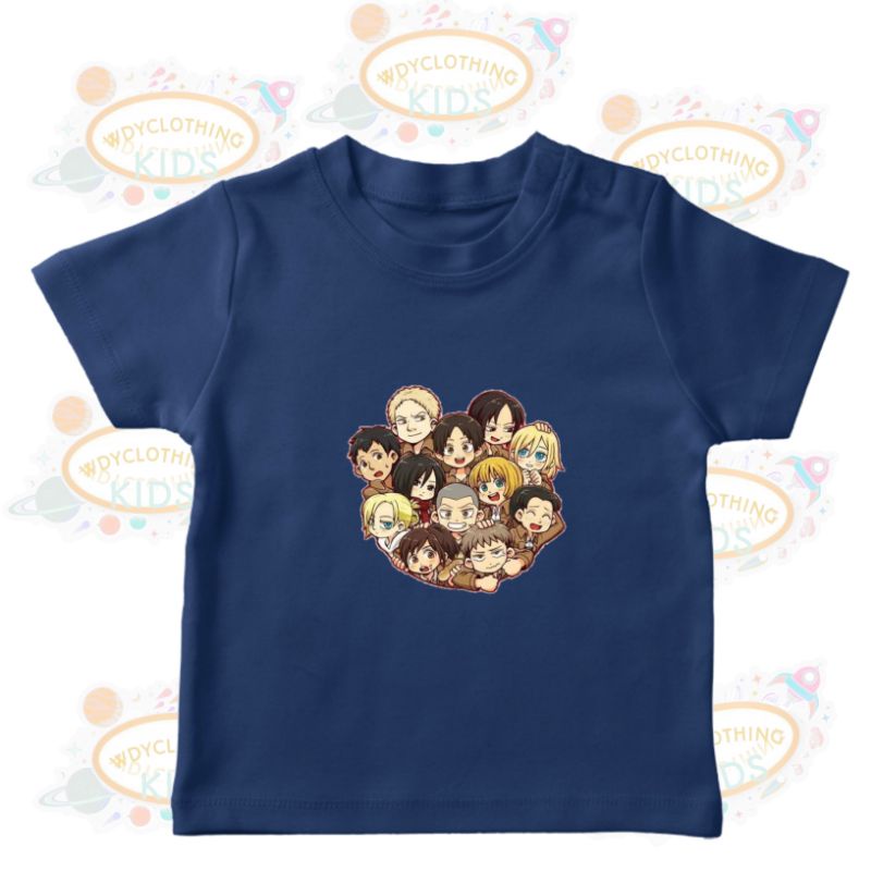 TSHIRT BAJU KAOS ANAK ATTACK ON TITAN  EREN YEAGER MIKASA ACKERMAN CHIBI ANIME CHILD - WDYCLOTHING
