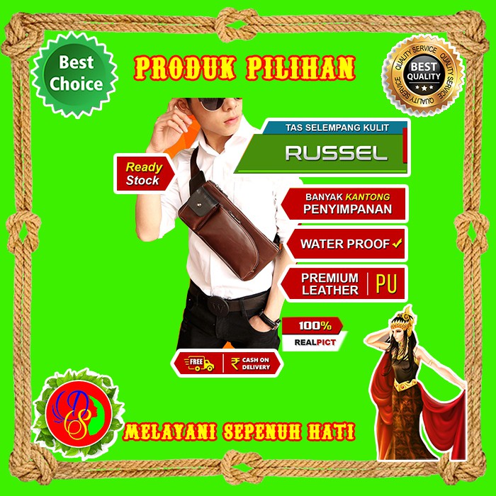 Tas Selempang Kulit Pria / Tas Pinggang Banyak Kantong Kualitas Tinggi Bagus