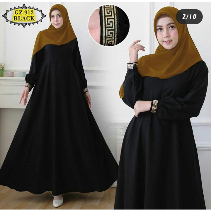 Best seller-dress polos-dress hitam-murah gamis turkey-jubah turkey- busana muslim - abaya remaja terbaru-abaya arab kekinian-abaya turki terbaru-motif  tile dada coksu (AZ52)