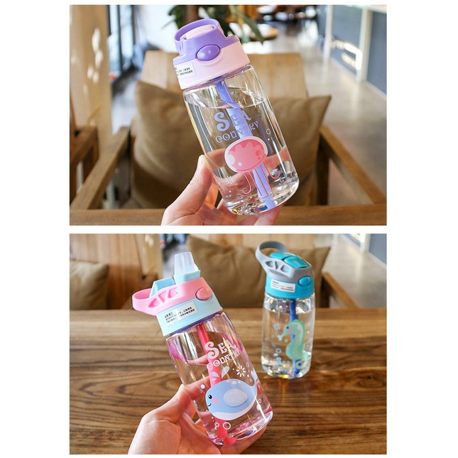 Botol Air Minum Anak Sedotan Motif Animal Sea Country - Botol Minum Anak Sedotan Animal - Botol Anak Animal - Botol Minum Animal Sea dengan Sedotan 480ML