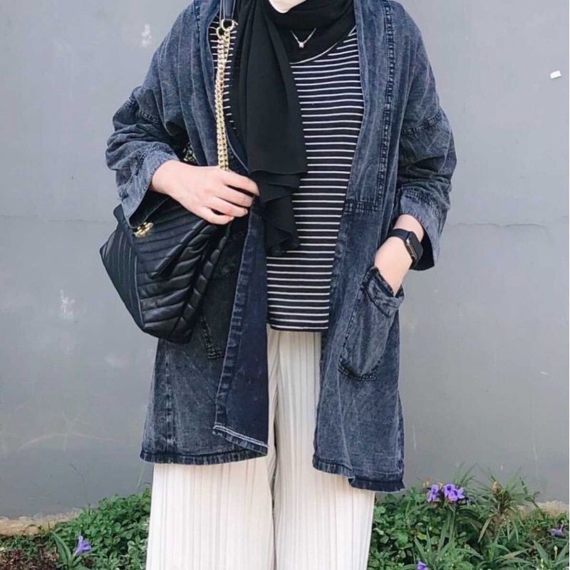 Cardigan Jeans Kimono Wanita Outer Jeans