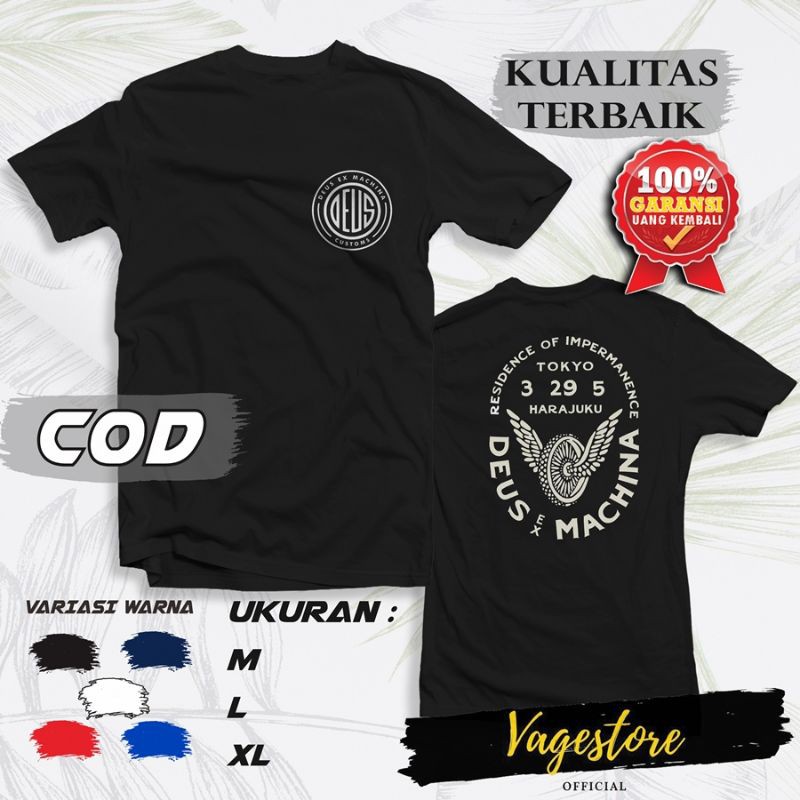 PAKAIAN ATASAN BAJU KAOS MOTOR OTOMOTIF DEUS EX MACHINA HITAM ORIGINAL PRIA MURAH TERBARU