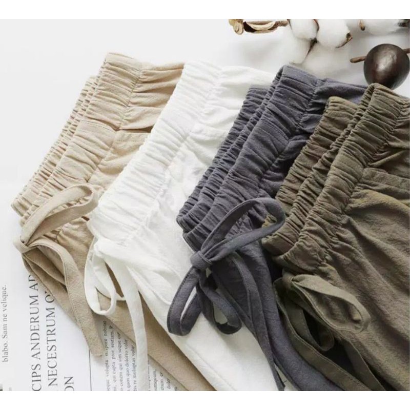 PROMO!! GINA LINEN SHORTS PANTS - CELANA PENDEK WANITA HIGHWAIST TERLARIS KEKINIAN