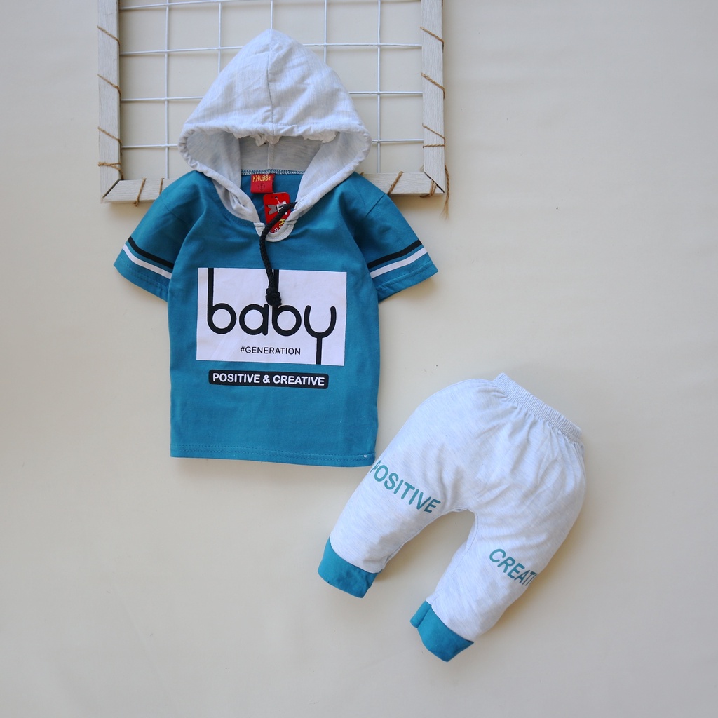 Nuna Store Setelan Baju Celana Anak Bayi Laki-laki Usia 6 bulan - 3 tahun IMK Motif Hoodie Baby Generation