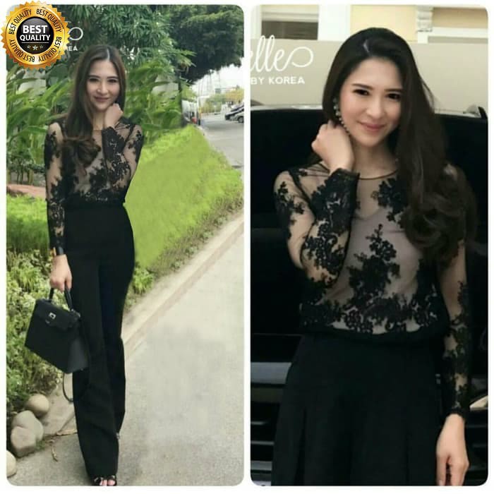 Jumpsuit Wanita Panjang Hijab Import Jamsuit Jumsuit Jampsui Cy56 YG163 [Js Tiara Hitam Sl]Jumpsuit