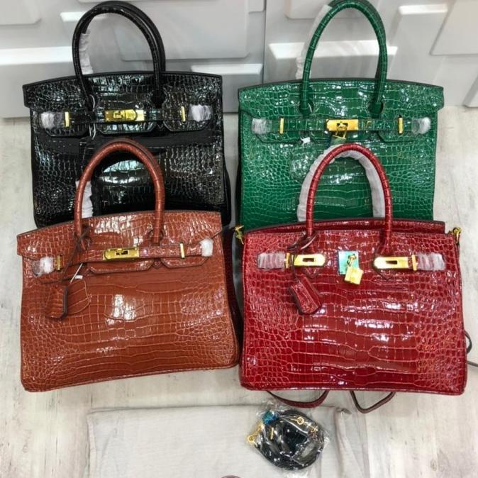 Tas Hermes Birkin Croco Glosy Warna Putih Ungu Uk: 30x22 Harga Beli: 400  Ribu Harga Jual 200 Ribu, Fesyen Wanita, Tas & Dompet di Carousell