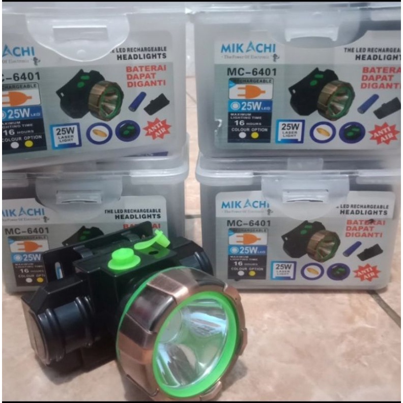 Senter Kepala Mikachi 25 Watt Baterai Lepas MC 6401