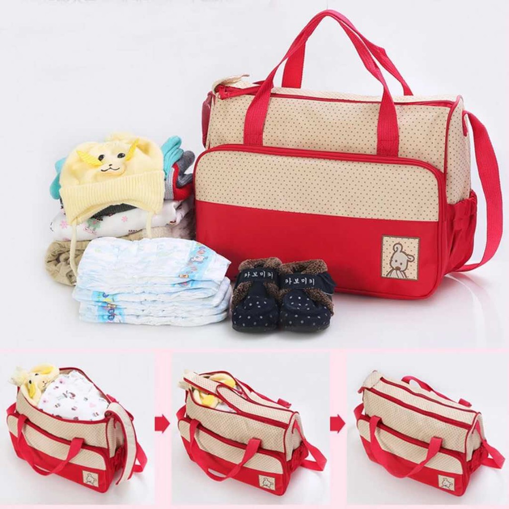 258 Diaper bag Tas Perlengkapan bayi travelling bag 5 IN 1 multifungsi