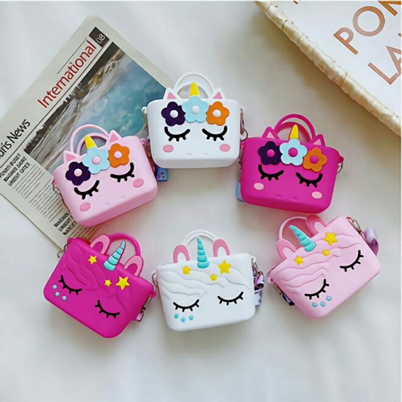 [ READY STOK ]Tas Selempang Anak Perempuan Karakter Kuda Poni Jelly Import Fashion Korea
