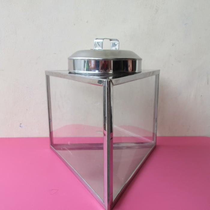 Toples Kaleng Krupuk Stainless Kaca/Toples Makanan/Segitiga Uk 25 X 20