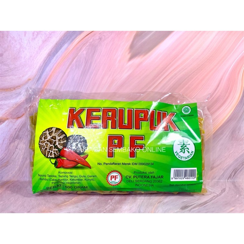 (JSO) Kerupuk PF asli medan JAMUR VEGETARIAN 500 gr / kerupuk jamur vegetarian/ kerupuk vegetarian