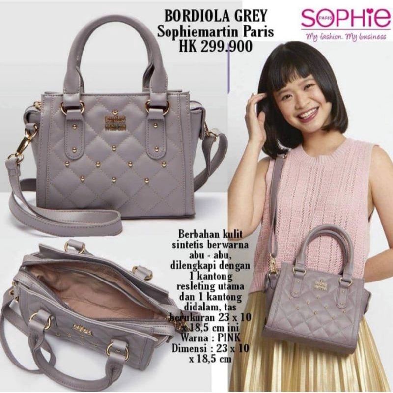 Tas Bordiola Grey Sophie martin paris official original terbaru promo Tas selempang wanita import Sh