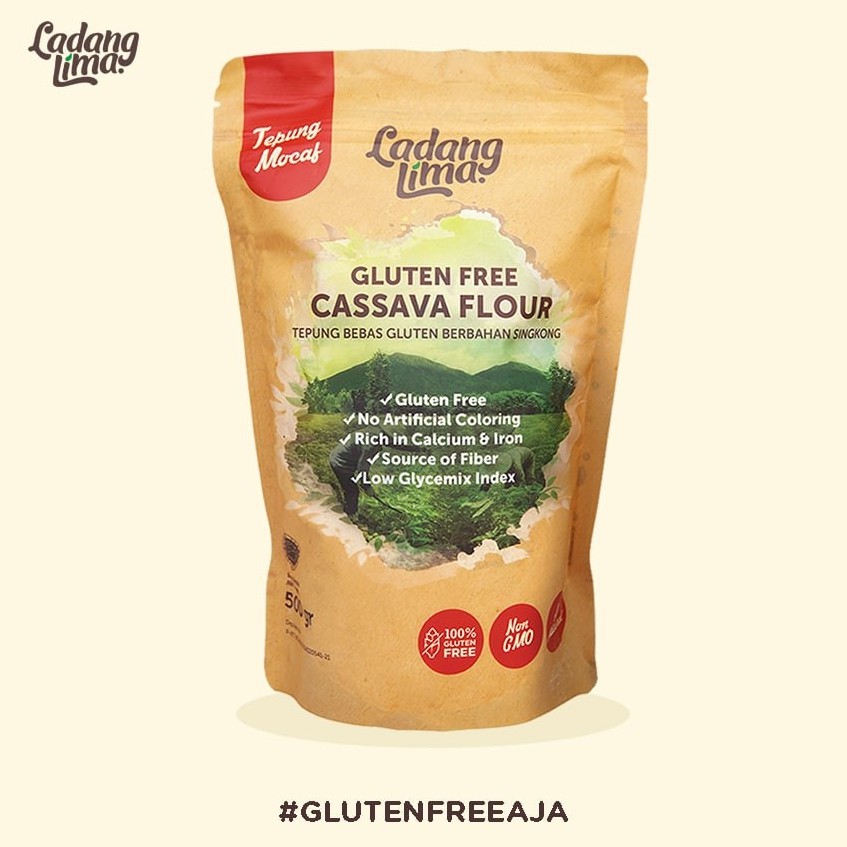 Ladang Lima Tepung Cassava / Tepung Singkong 500 gr (gluten free all purpose cassava flour)